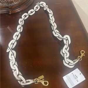 Coach White and Gold Chain Strap